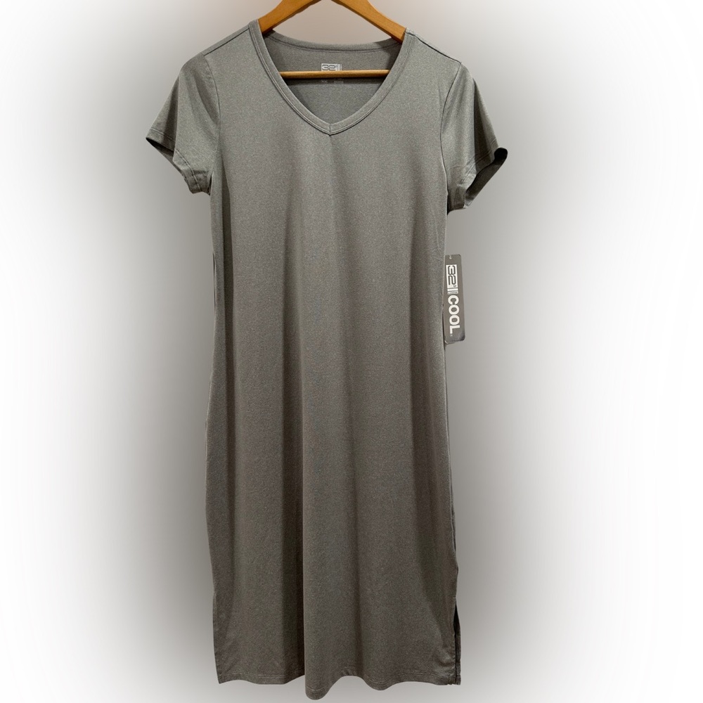 32 DEGREEES Women’s Cool T-Shirt Dress, Ghost Grey, Medium